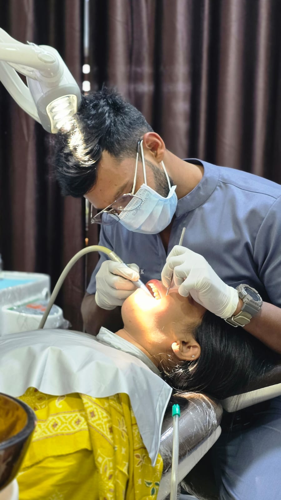 Modern dental clinic environment with patient treatment setup